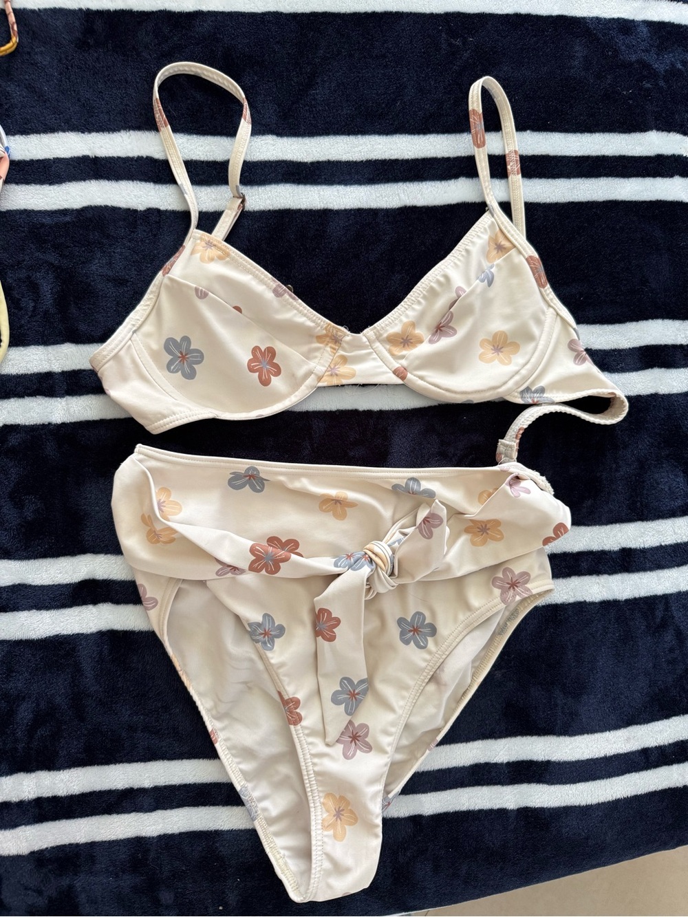 Rylee + Cru Cream Floral Tie-Waist Bikini Set